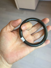 Load image into Gallery viewer, 58.4mm 100% Natural dark green/black meteorite Stellar Night sky slim round cut nephrite bangle HT113-8249
