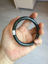 Load image into Gallery viewer, 58.4mm 100% Natural dark green/black meteorite Stellar Night sky slim round cut nephrite bangle HT113-8249
