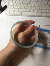 Load image into Gallery viewer, 76.7mm certified Type A 100% Natural light green white plus size flat style Jadeite Jade bangle BG213-5430
