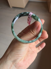 Load image into Gallery viewer, 52mm Certified  Type A 100% Natural dark green floating flowers Jadeite Jade bangle E1-1526
