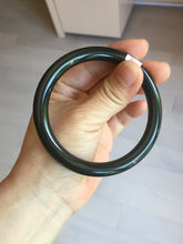 Load image into Gallery viewer, 58.4mm 100% Natural dark green/black meteorite Stellar Night sky slim round cut nephrite bangle HT113-8249
