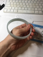 Load image into Gallery viewer, 76.7mm certified Type A 100% Natural light green white plus size flat style Jadeite Jade bangle BG213-5430
