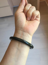 Load image into Gallery viewer, 58.4mm 100% Natural dark green/black meteorite Stellar Night sky slim round cut nephrite bangle HT113-8249
