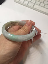 Load image into Gallery viewer, 50.5mm Certified Type A 100% Natural sunny green/white Oval Jadeite Jade bangle F115-0086
