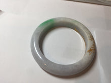 Load image into Gallery viewer, 53.5mm 100% Natural type A sunny green purple white carved flowers golden-painted Jadeite Jade bangle PF32-2885
