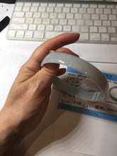 Load image into Gallery viewer, 76.7mm certified Type A 100% Natural light green white plus size flat style Jadeite Jade bangle BG213-5430
