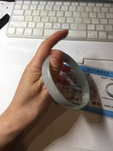 Load image into Gallery viewer, 76.7mm certified Type A 100% Natural light green white plus size flat style Jadeite Jade bangle BG213-5430
