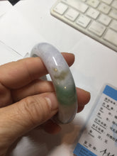 Load image into Gallery viewer, 55mm certified 100% natural Type A green/purple/white jadeite jade bangle PF33-4760
