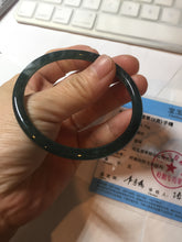 Load image into Gallery viewer, 56.2mm Certified Type A 100% Natural icy watery deep sea dark green/blue/gray/black Guatemala slim round cut Jadeite bangle PC88-3366
