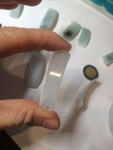 Load image into Gallery viewer, 100% natural type A icy watery light green white jadeite jade rectangle bead/craft supplies BG9
