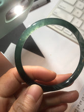 Load image into Gallery viewer, 56.2mm Certified Type A 100% Natural icy watery deep sea dark green/blue/gray/black Guatemala slim round cut Jadeite bangle PC88-3366
