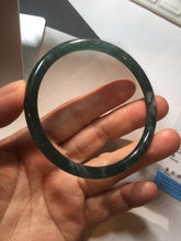 Load image into Gallery viewer, 56.2mm Certified Type A 100% Natural icy watery deep sea dark green/blue/gray/black Guatemala slim round cut Jadeite bangle PC88-3366
