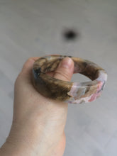 Load image into Gallery viewer, 54.9mm 100% natural pink/black time series(时光系列) rose stone (Rhodonite)square bangle XY83
