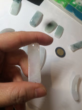 Load image into Gallery viewer, 100% natural type A icy watery light green white jadeite jade rectangle bead/craft supplies BG9
