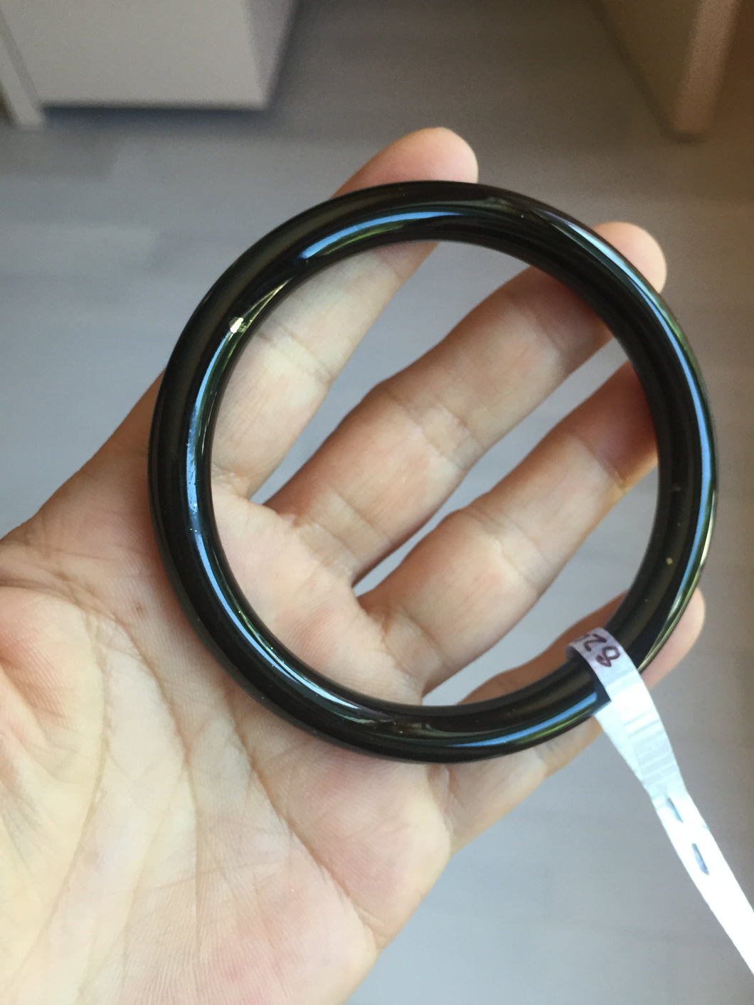 60.7mm 100% Natural dark green/black meteorite Stellar Night sky slim round cut nephrite bangle HT111-8248