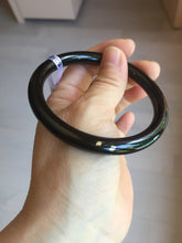 Load image into Gallery viewer, 60.7mm 100% Natural dark green/black meteorite Stellar Night sky slim round cut nephrite bangle HT111-8248
