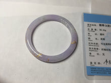 Load image into Gallery viewer, 52.7mm 100% Natural type A purple white carved and golden-painted Jadeite Jade bangle BP165-0271
