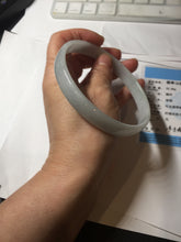 Load image into Gallery viewer, 74.9mm certified Type A 100% Natural light green white plus size flat style Jadeite Jade bangle BG214-5429
