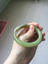 Load image into Gallery viewer, 55.5mm Certified Type A 100% Natural green yellow/sugar brown flying dandelions nephrite Jade bangle HN52-0472
