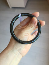 Load image into Gallery viewer, 60.7mm 100% Natural dark green/black meteorite Stellar Night sky slim round cut nephrite bangle HT111-8248

