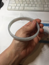Load image into Gallery viewer, 74.9mm certified Type A 100% Natural light green white plus size flat style Jadeite Jade bangle BG214-5429
