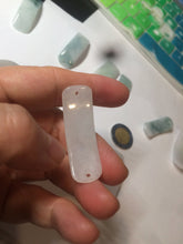 Load image into Gallery viewer, 100% natural type A icy watery light green white jadeite jade rectangle bead/craft supplies BG9
