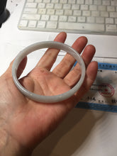 Load image into Gallery viewer, 74.9mm certified Type A 100% Natural light green white plus size flat style Jadeite Jade bangle BG214-5429
