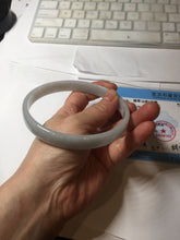 Load image into Gallery viewer, 74.9mm certified Type A 100% Natural light green white plus size flat style Jadeite Jade bangle BG214-5429
