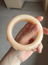 Load image into Gallery viewer, 61.5mm 100% natural pink orange Peach cream Quartzite (Shetaicui jade) 3D carved cat ears/flowers/ingot/bow bangle XY124
