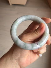 Load image into Gallery viewer, 56.3mm certified Type A 100% Natural light green/white/purple chubby round cut Jadeite Jade bangle E65
