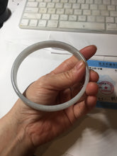 Load image into Gallery viewer, 74.9mm certified Type A 100% Natural light green white plus size flat style Jadeite Jade bangle BG214-5429
