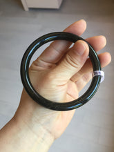 Load image into Gallery viewer, 60.8mm 100% Natural dark green/black meteorite Stellar Night sky slim round cut nephrite bangle HT110-8795

