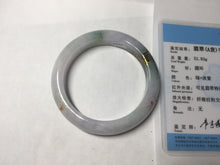 Load image into Gallery viewer, 54mm 100% Natural type A dark green purple white carved plum bossom and golden-painted Jadeite Jade bangle BP166-0266
