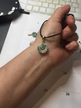 Load image into Gallery viewer, 12–14.5mm Certified Type A 100% Natural Sunny Green Dark Green White Jadeite Jade Concentric Ring Safety Guardian Donut Mom &amp; Daughter Pendant 子母扣 PC224
