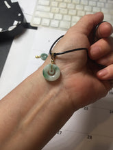 Load image into Gallery viewer, 12–14.5mm Certified Type A 100% Natural Sunny Green Dark Green White Jadeite Jade Concentric Ring Safety Guardian Donut Mom &amp; Daughter Pendant 子母扣 PC224
