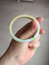 Load image into Gallery viewer, 51.5mm certified 100% natural Type A green/yellow oval jadeite jade bangle e68-8540
