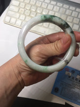 Load image into Gallery viewer, 60.5mm Type A 100% Natural sunny green/light green/white/light purple chubby Jadeite Jade bangle BS129-4035
