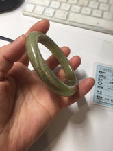 Load image into Gallery viewer, 56mm Certified Type A 100% Natural green yellow/sugar brown flying dandelions nephrite Jade bangle HN53-0479
