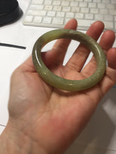 Load image into Gallery viewer, 56mm Certified Type A 100% Natural green yellow/sugar brown flying dandelions nephrite Jade bangle HN53-0479
