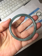 Load image into Gallery viewer, 55.5mm Certified Type A 100% Natural dark green/blue/gray Guatemala slim round cut Jadeite bangle PH172-8138
