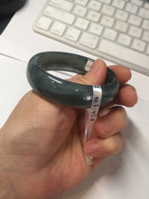 Load image into Gallery viewer, 49mm Certified Type A 100% Natural icy watery deep sea green/blue/gray/white oval Guatemala Jadeite bangle F124-2262
