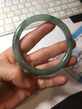 Load image into Gallery viewer, 59.8mm Certified Type A 100% Natural oily dark green(老油青) gray black round cut Jadeite Jade bangle BH110-0696
