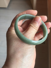 Load image into Gallery viewer, 53mm Certified 100% Natural Type A Dark Green Gray Black (老油青) Thin Jadeite Jade Bangle PC216-6222
