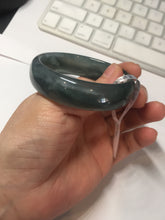 Load image into Gallery viewer, 49mm Certified Type A 100% Natural icy watery deep sea green/blue/gray/white oval Guatemala Jadeite bangle F124-2262
