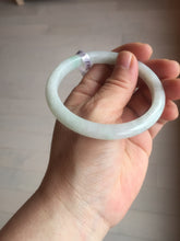 Load image into Gallery viewer, 58mm certified type A 100% Natural fresh light green/white slim jadeite jade bangle E80-0996
