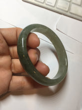 Load image into Gallery viewer, 52mm certified type A 100% Natural oily dark green/gray/black(油青) oval Jadeite jade bangle PF35-5468
