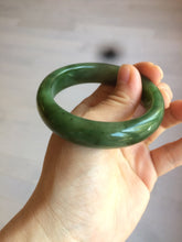 Load image into Gallery viewer, 52.7mm 100% Natural dark green/black nephrite Jade (碧玉) bangle HF36
