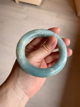 Load image into Gallery viewer, 52.8mm 100% natural blue/white Quartzite (Shetaicui jade) Blue sky and white clouds chubby round cut bangle SY27

