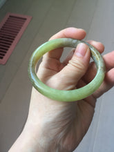 Load image into Gallery viewer, 55.5mm Certified Type A 100% Natural green yellow/sugar brown flying dandelions nephrite Jade bangle HN54-0476
