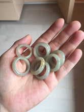 Load image into Gallery viewer, Size 4 1/2 -8 1/2 100% natural type A icy watery light green yellow gray black jadeite jade band ring PC226
